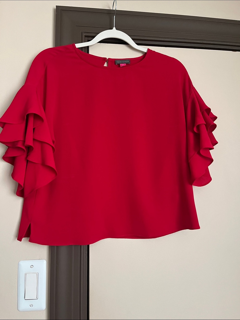 Vince Camuto Bold Red Ruffle-Sleeve Blouse